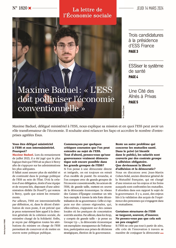Maxime Baduel : « L'ESS doit polliniser l'économie conventionnelle »