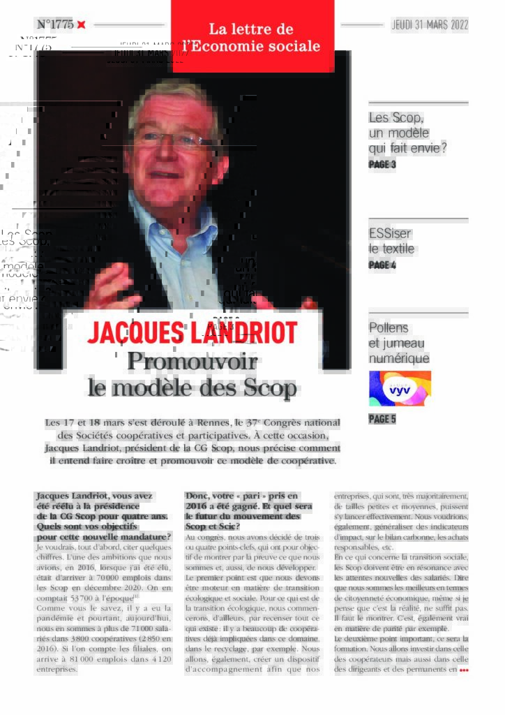 Jacques Landriot : promouvoir le modèle des Scop