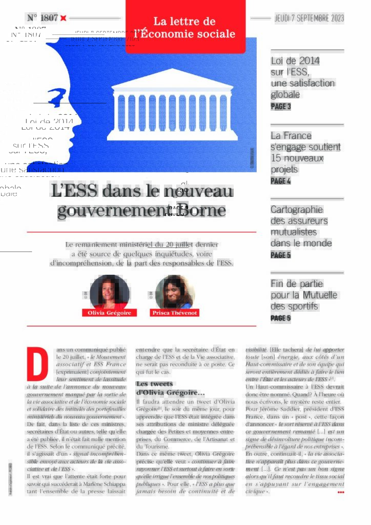 L’ESS dans le nouveau gouvernement Borne