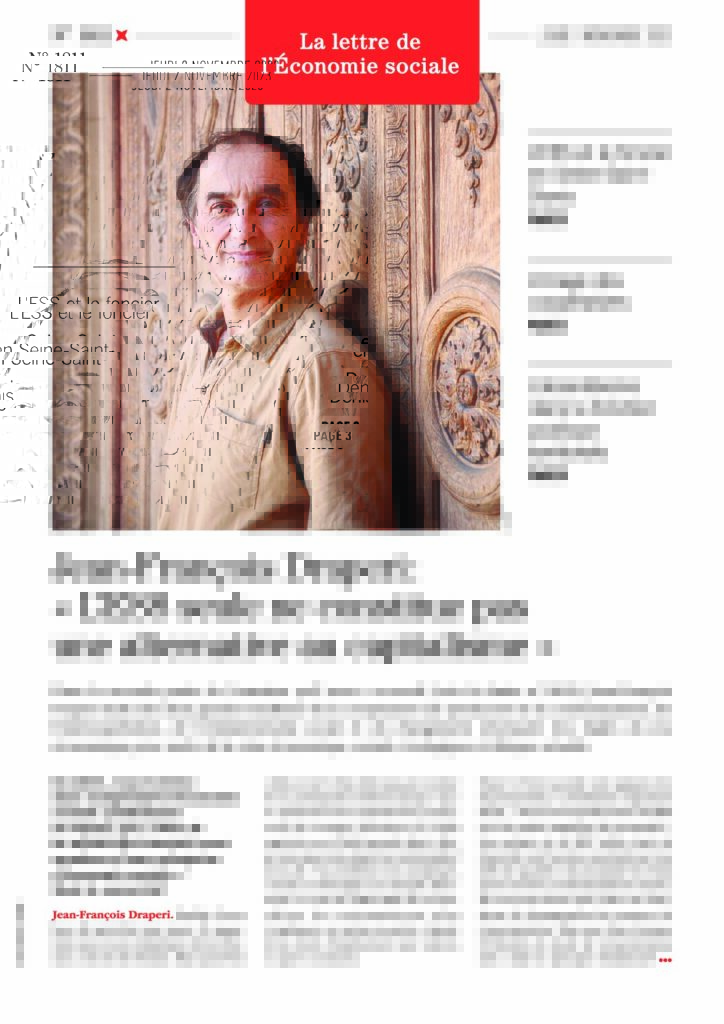 Jean-François Draperi : « L'ESS seule ne constitue pas  une alternative au capitalisme »