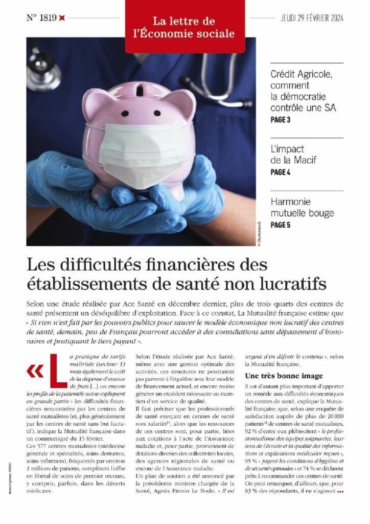 Les difficultés financières des établissements de santé non lucratifs