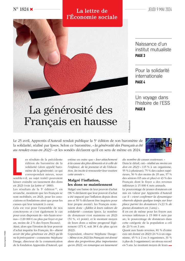 La générosité des Français en hausse