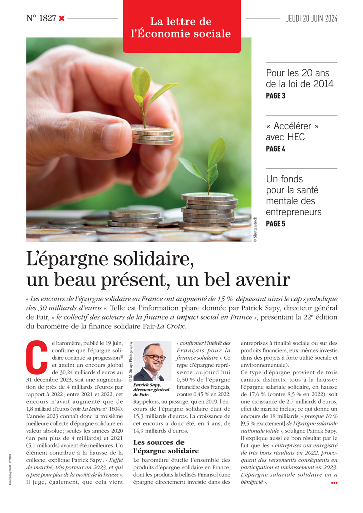 L'épargne solidaire, un beau présent, un bel avenir