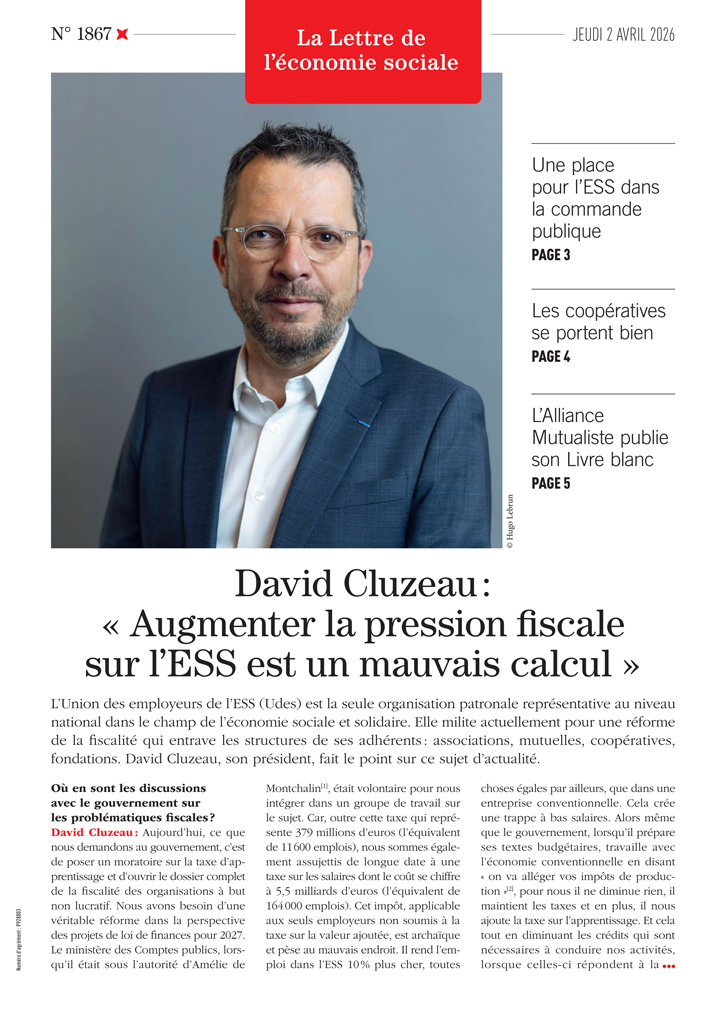 David Cluzeau: « Augmenter la pression fiscale sur l'ESS est un mauvais calcul »