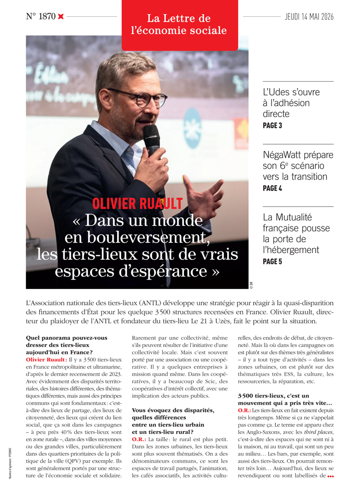 OLIVIER RUAULT : « Dans un monde en bouleversement, les tiers-lieux sont de vrais espaces d'espérance »